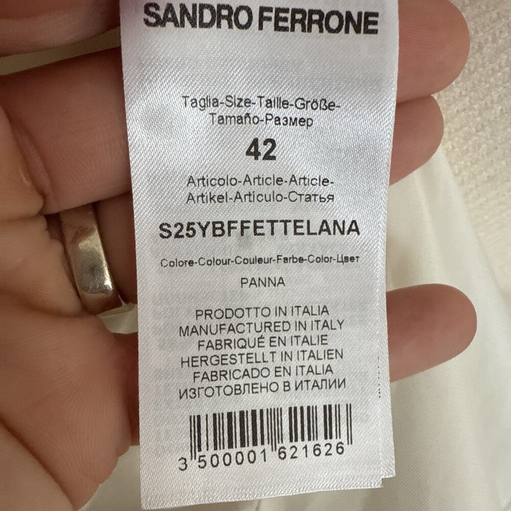 Sandro Ferrone Italian Ivory Cream Peacoat Jacket Womens EU 42 Made Italy Size M - Picture 3 of 8